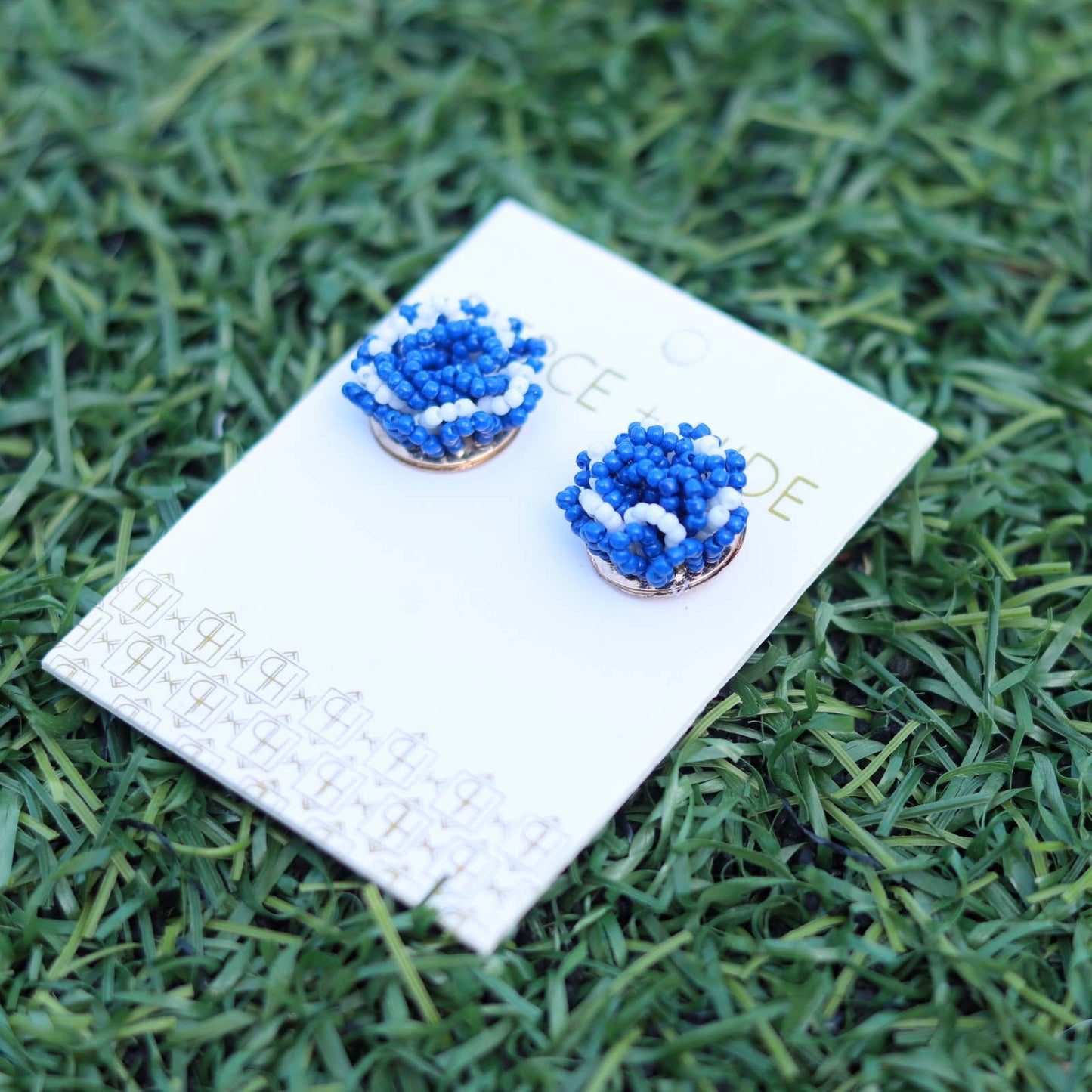 Custom Beaded Pom Earrings| Game Day Earrings| Back to School: Red + White