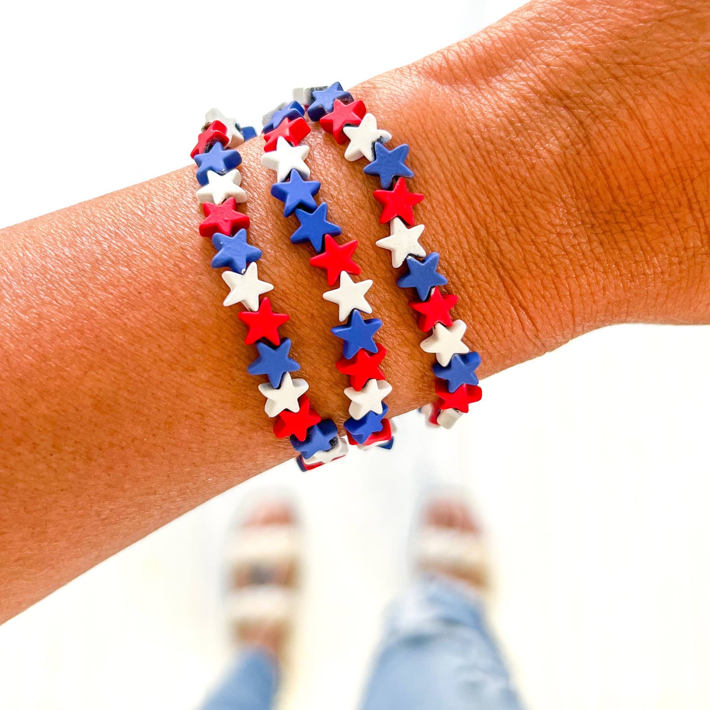 Red White & Blue Star 4th of July Bracelet