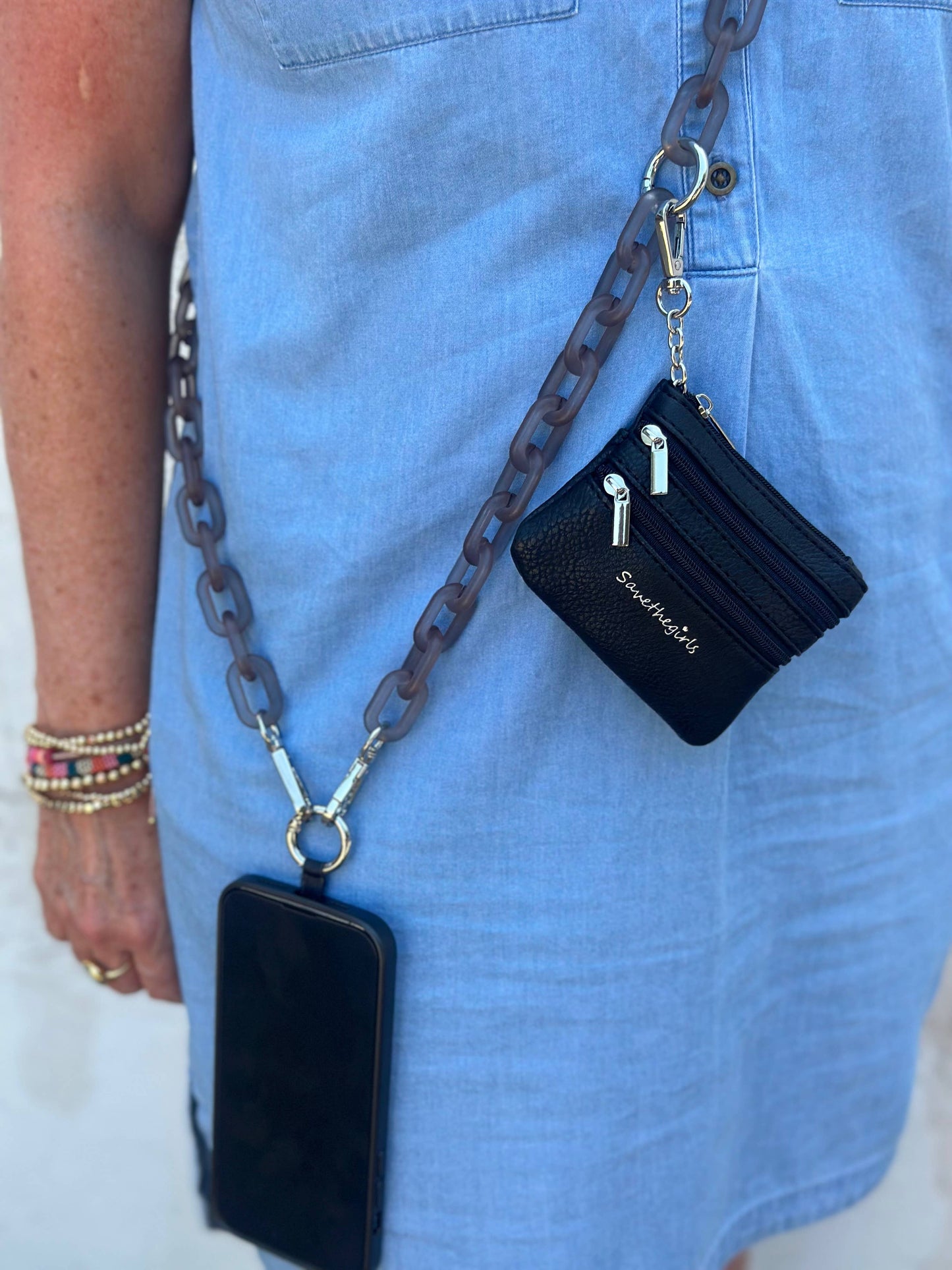 Clip & Go Ice Chain with Pouch: Black Chain with Black Pouch