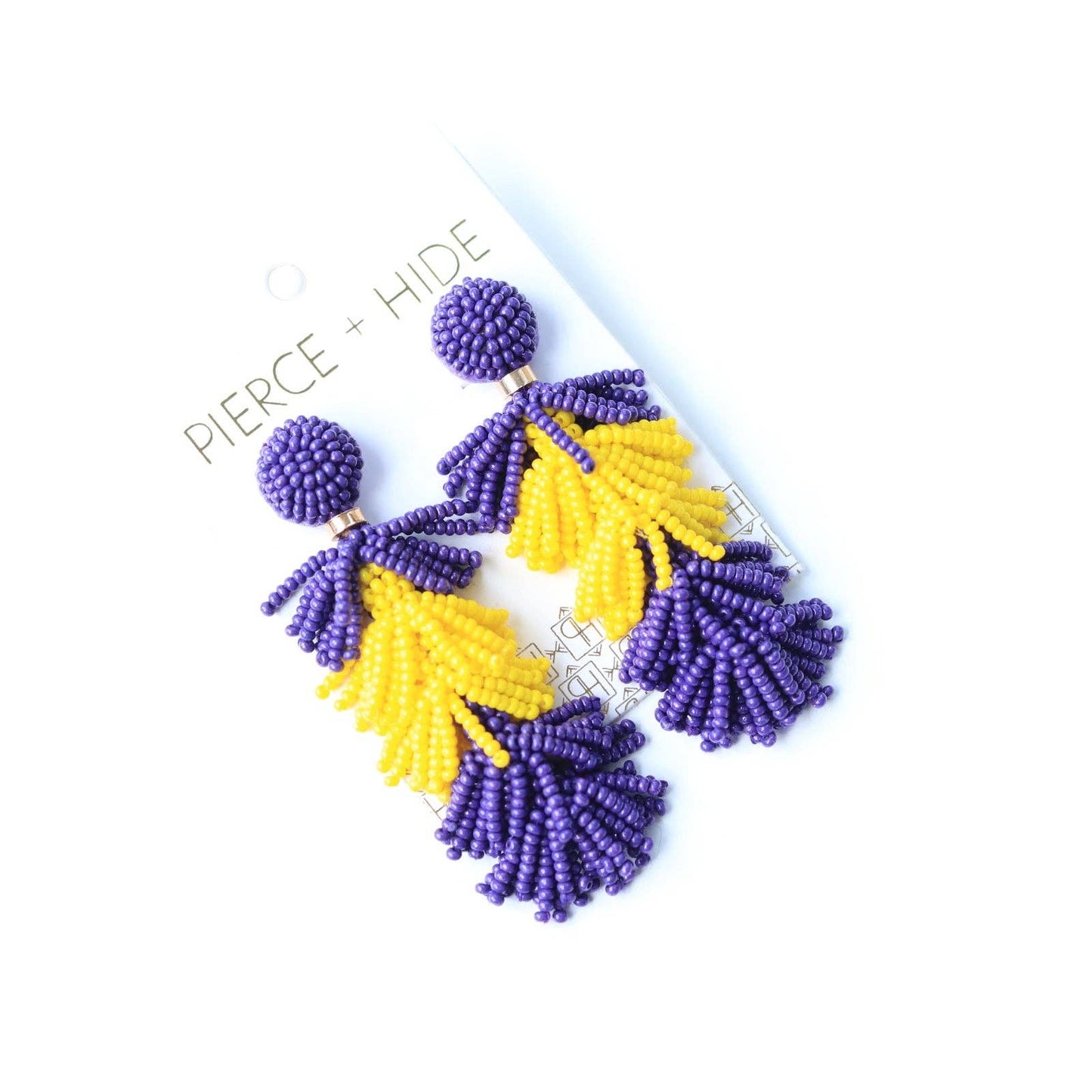 Custom Purple/Yellow Tiered Tassel Earrings| GAME DAY EARRINGS