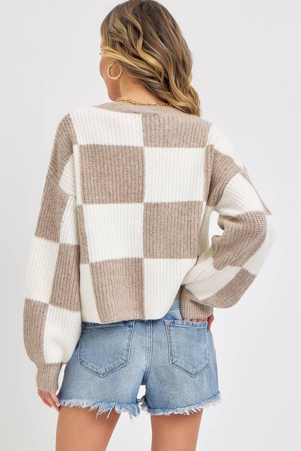Checkered Knit Sweater