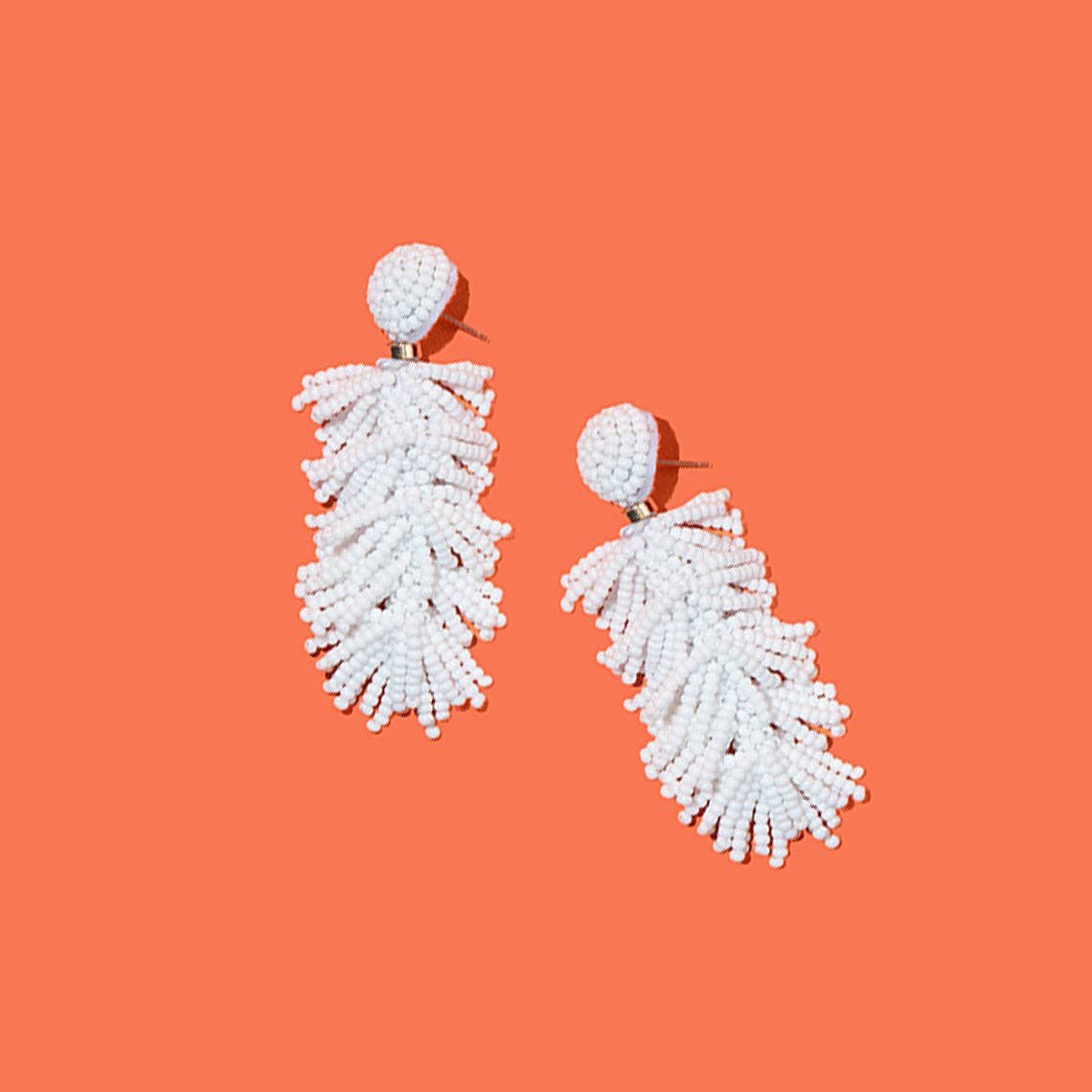Custom Beaded Tiered Tassel Earrings | Tassel Earring: Carolina Blue