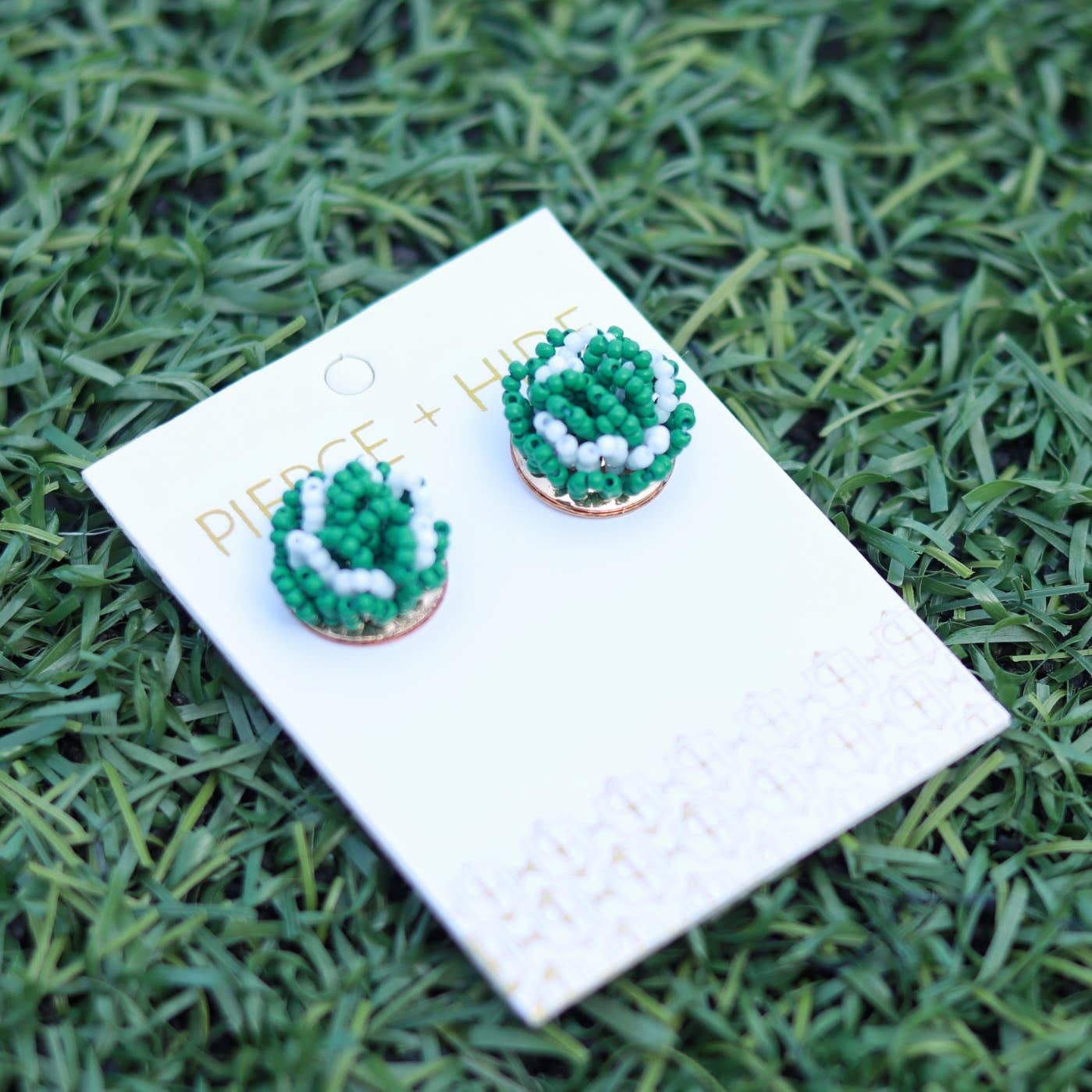 Custom Beaded Pom Earrings| Game Day Earrings| Back to School: Red + White