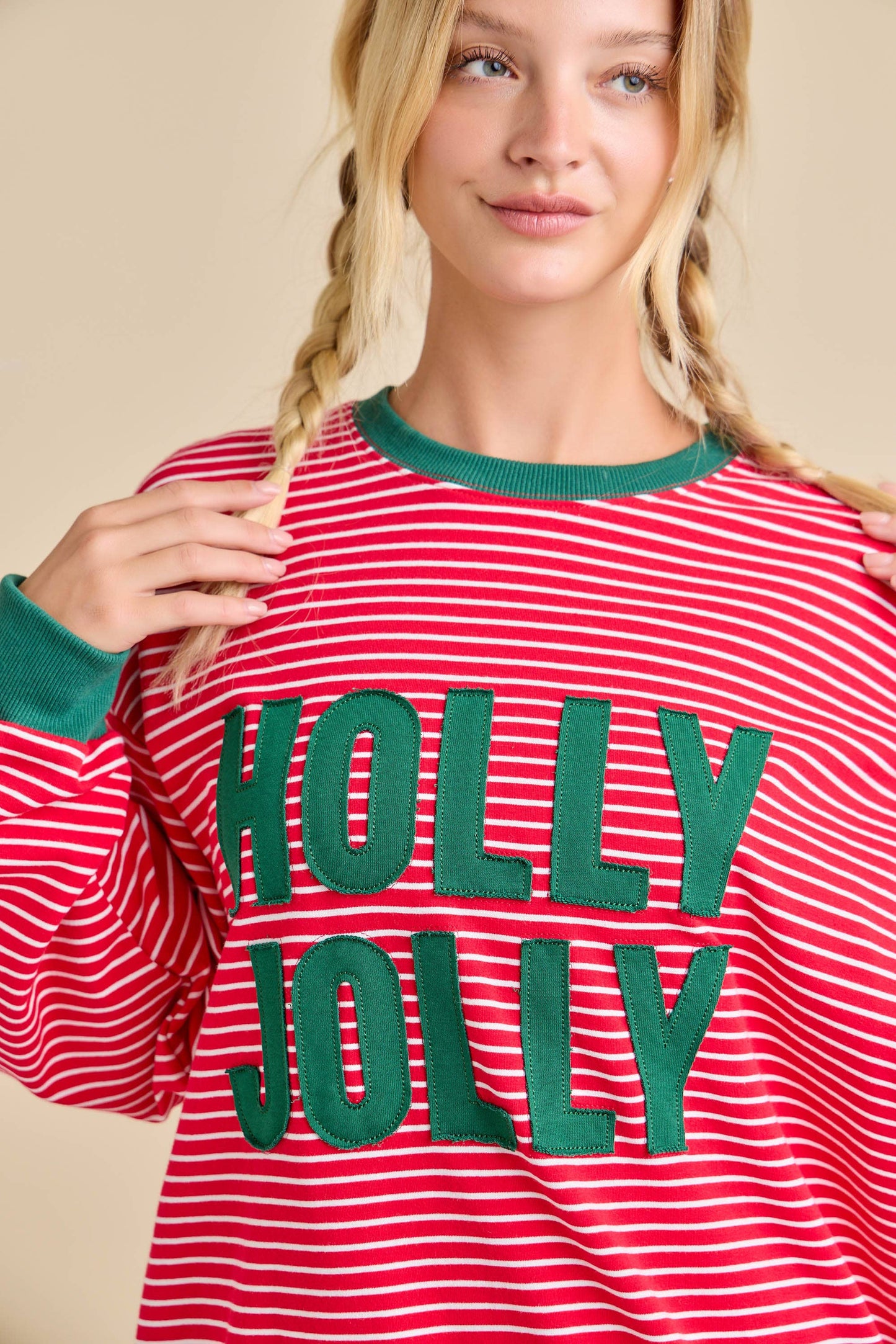 Holly Jolly Red Stripe Sweatshirt