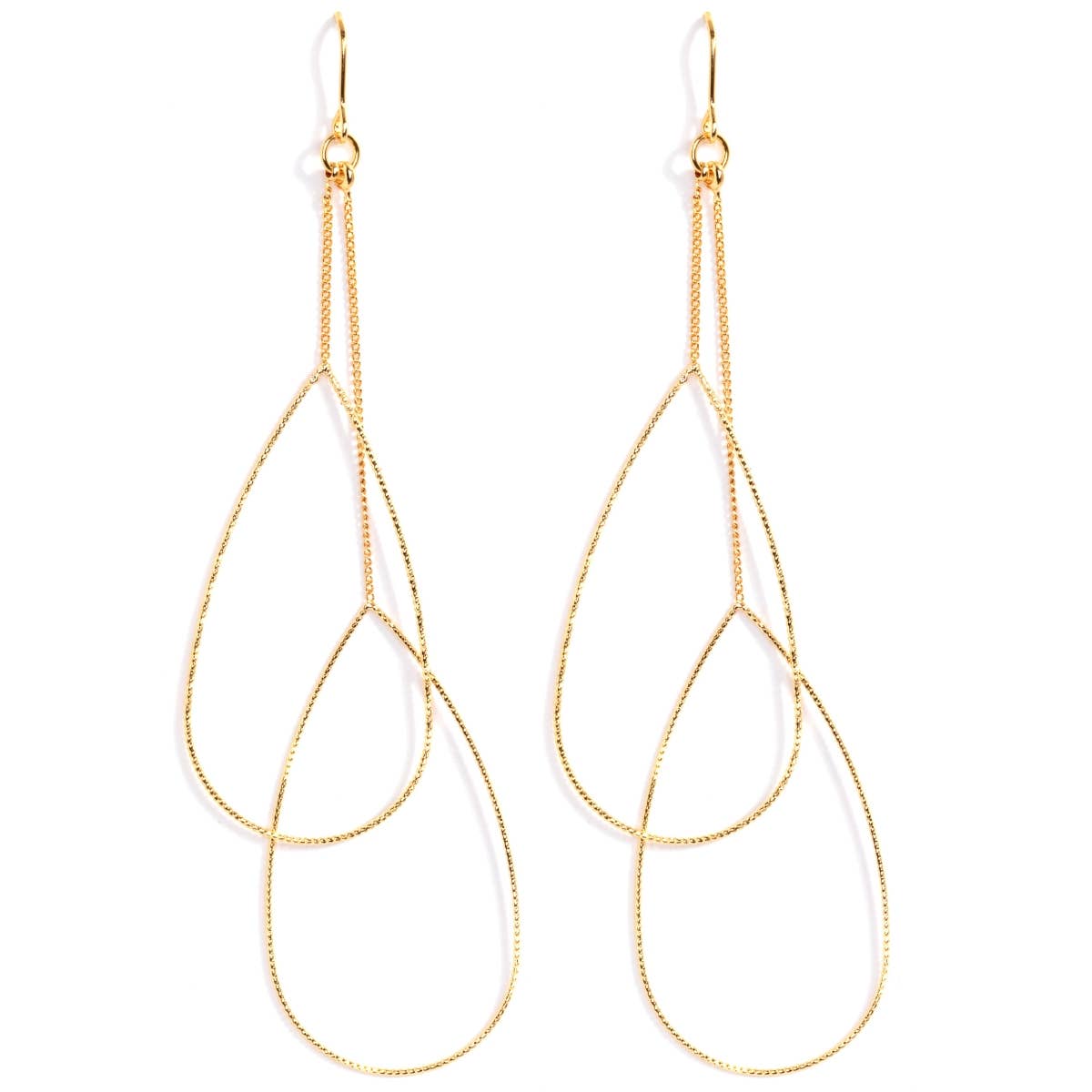 Ultra Delicate Long Teardrop Earrings: Gold