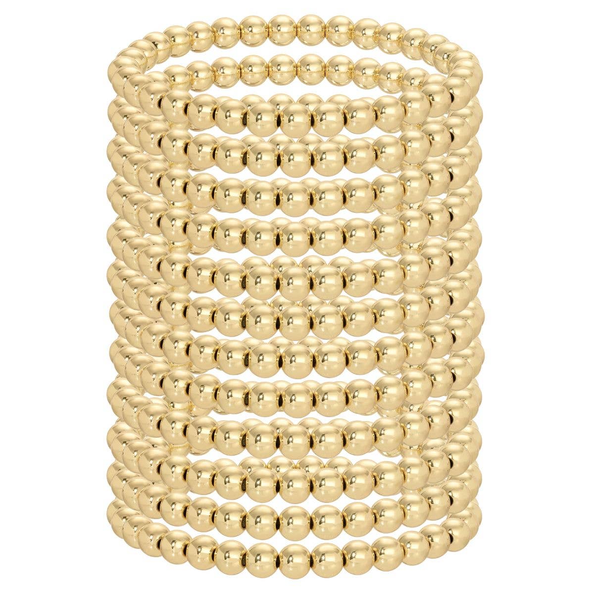 6mm Beaded Bracelets: Gold