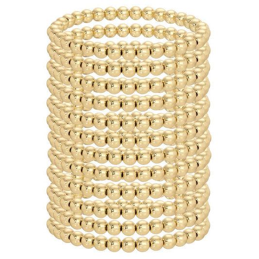 6mm Beaded Bracelets: Gold