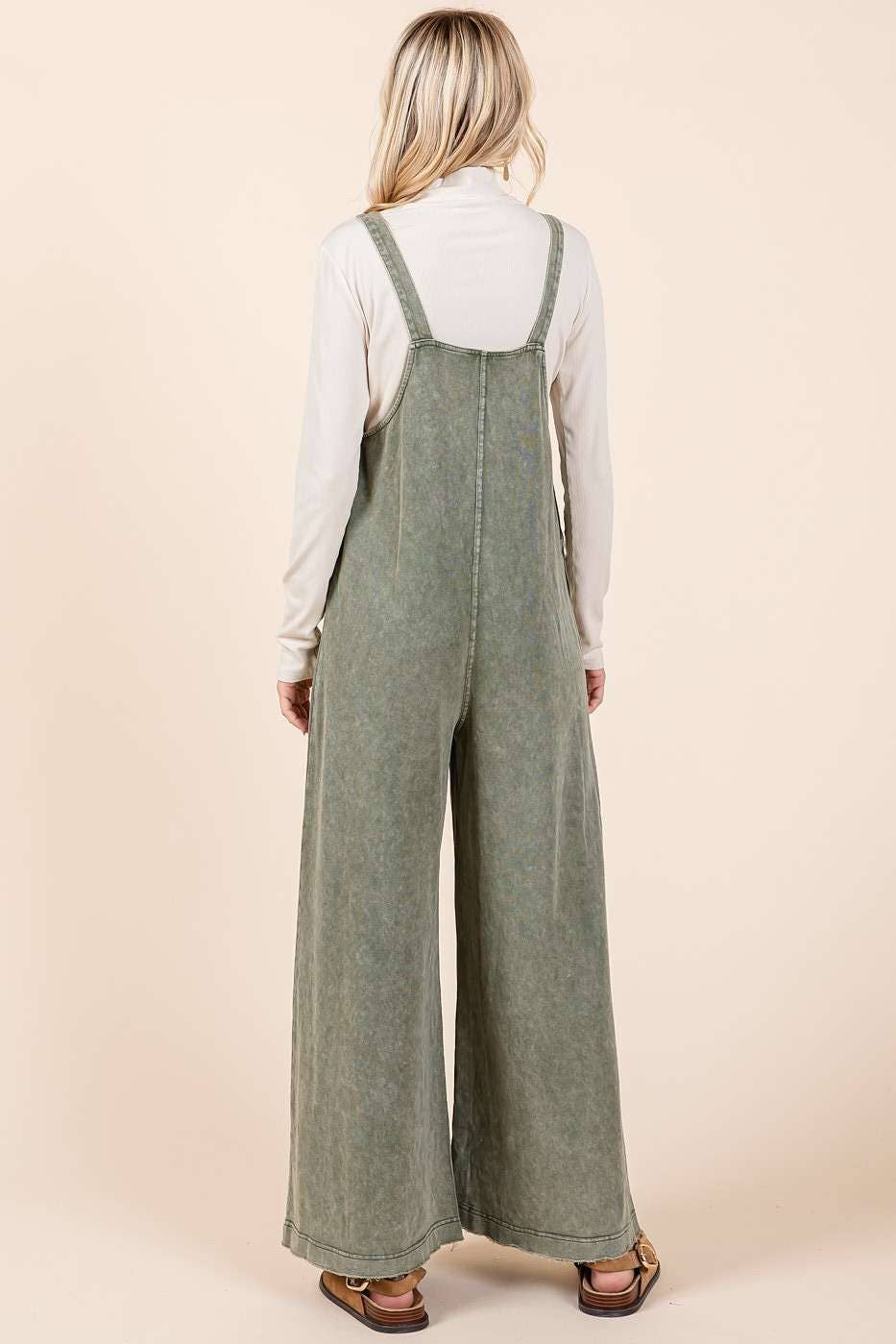 Mineral Washed Button Overalls