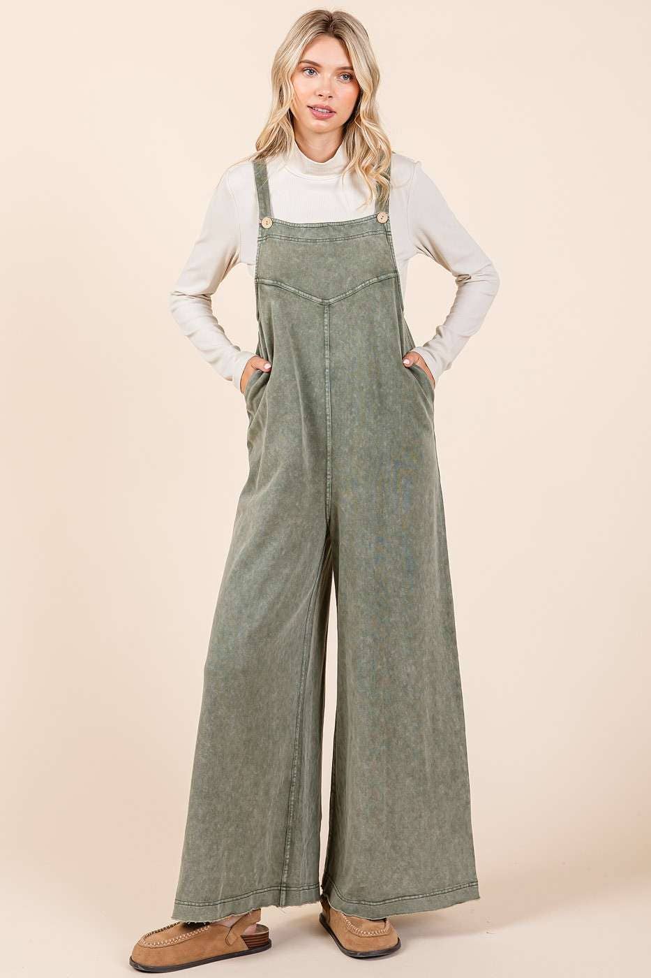 Mineral Washed Button Overalls