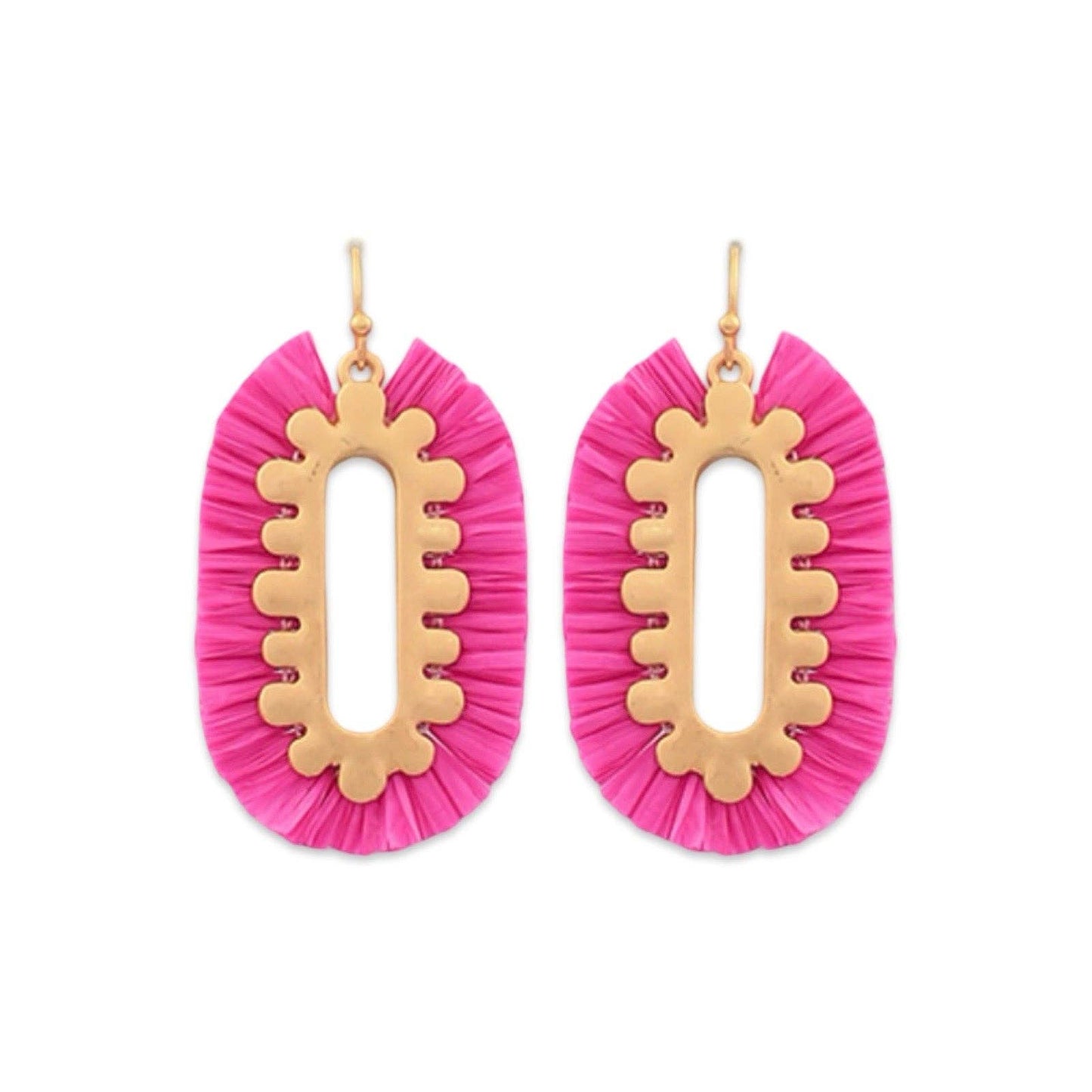 Pink + Gold Raffia Drop Earring| Fall Earring