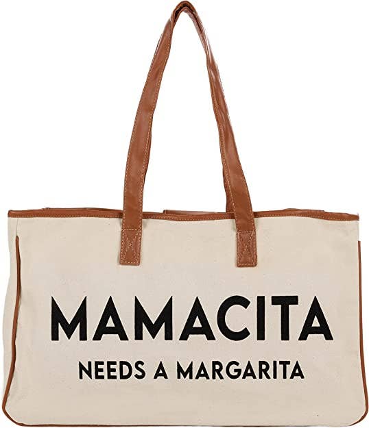 Large Cotton Tote Bag - mamacita needs a margarita