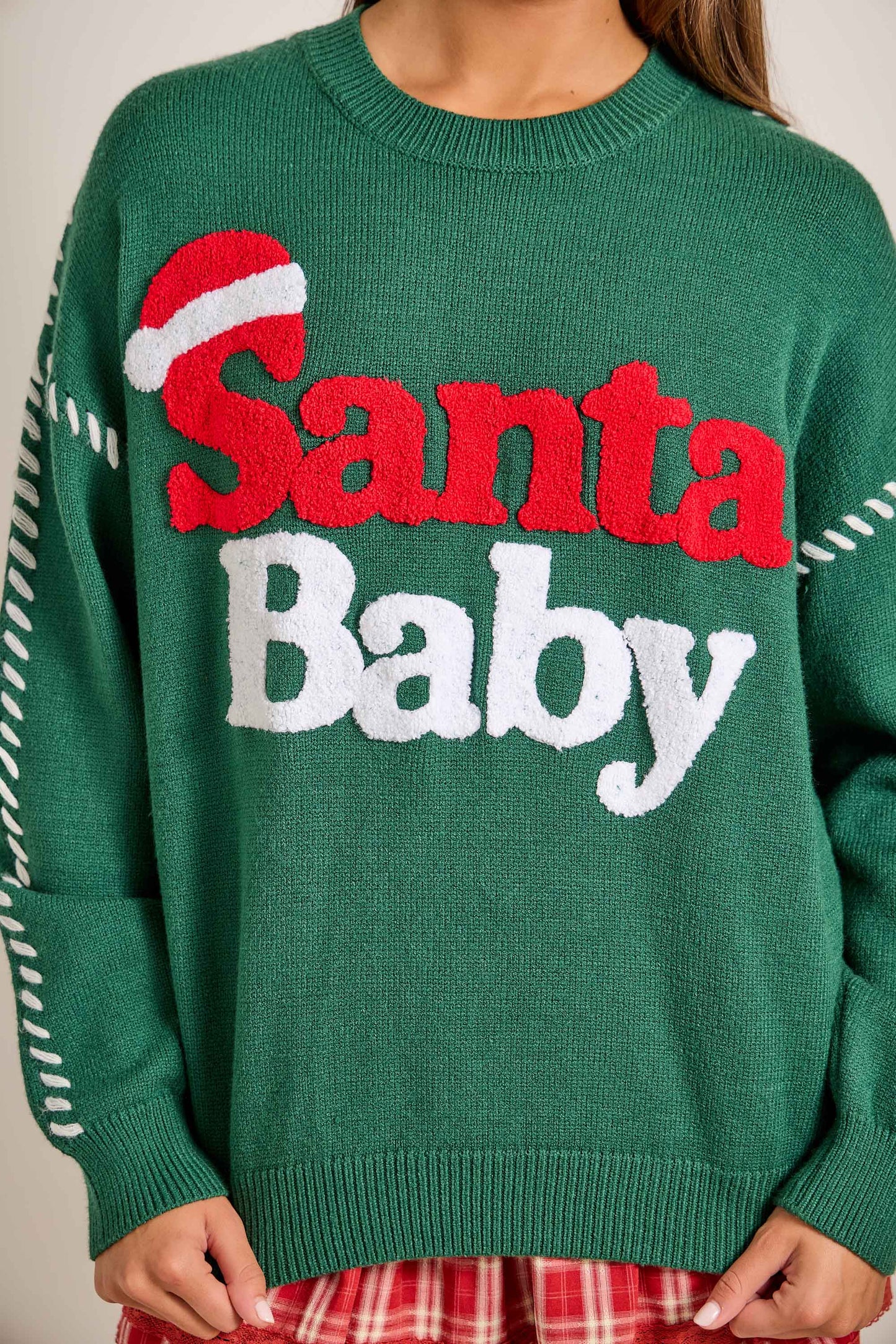 Santa Baby Green Christmas Sweater