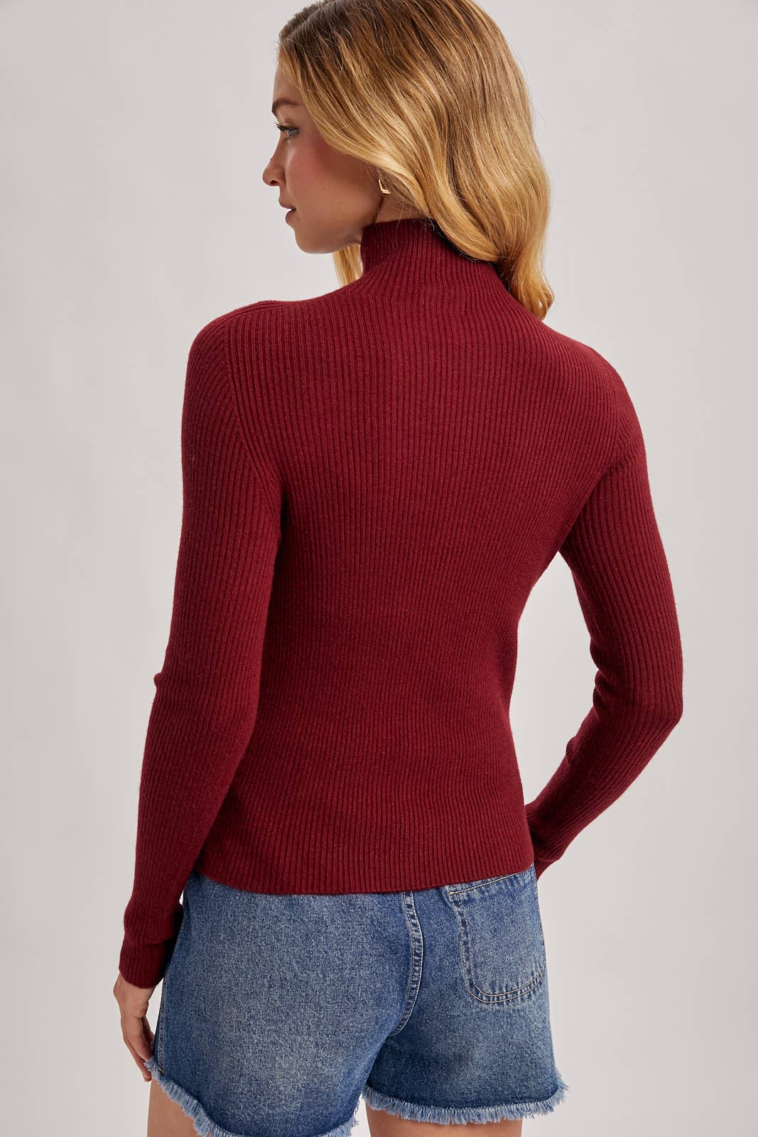 Knit Mock Neck Ribbed Top