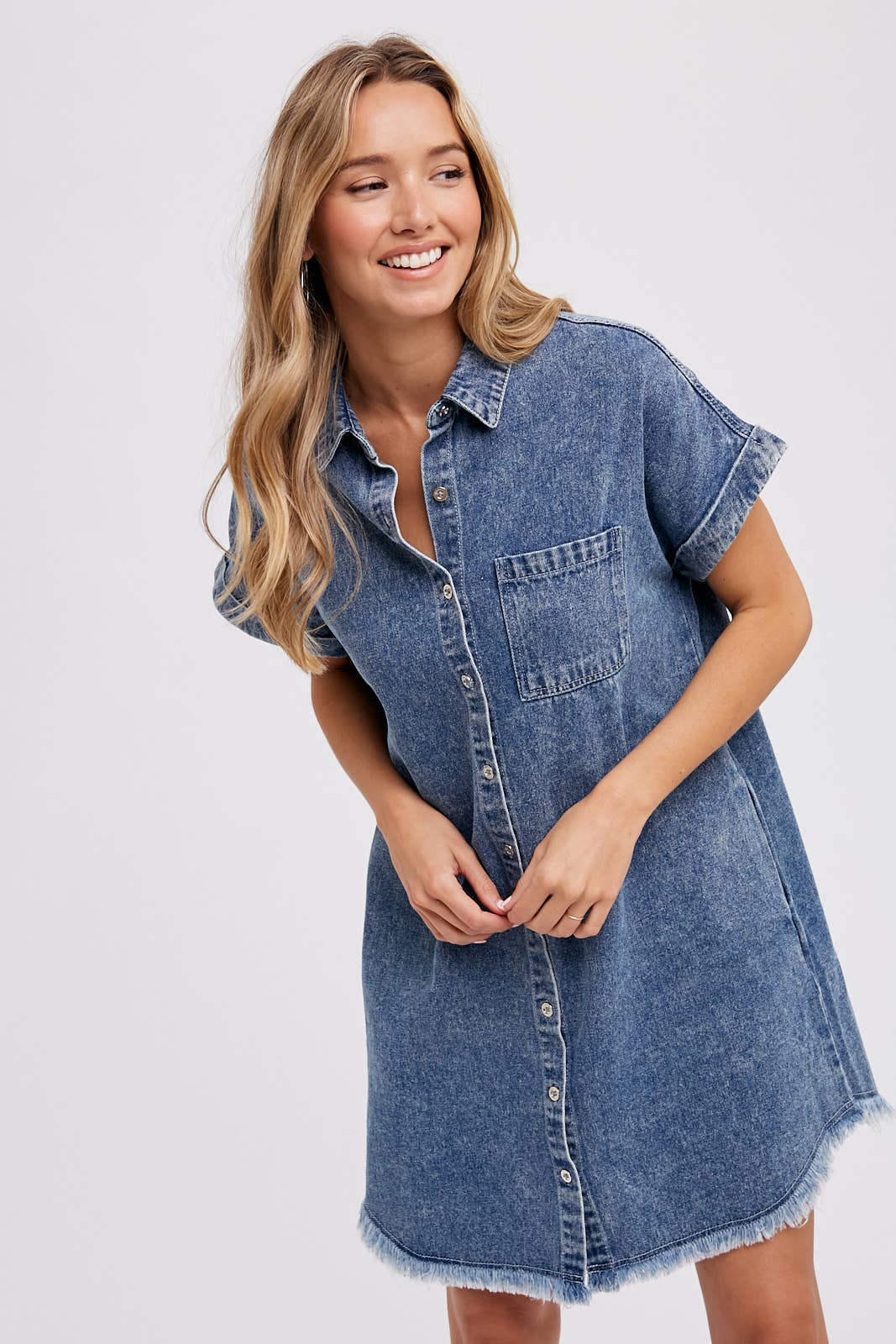 Frayed Hem Denim Dress