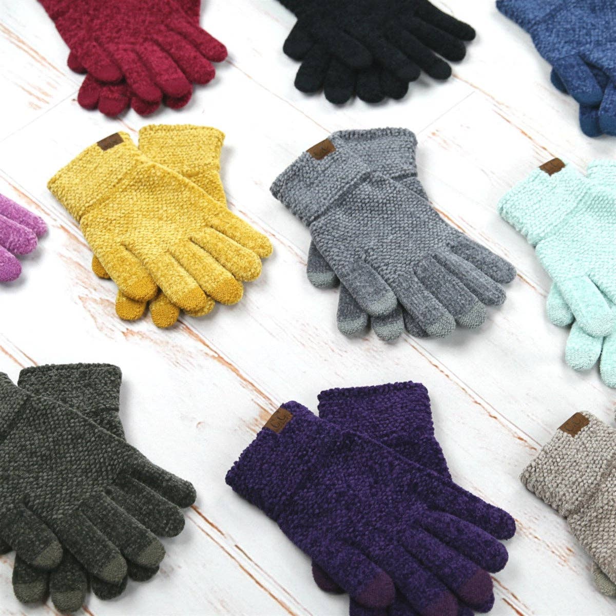 CC Chenille Touchscreen Glove :Light Melange Grey