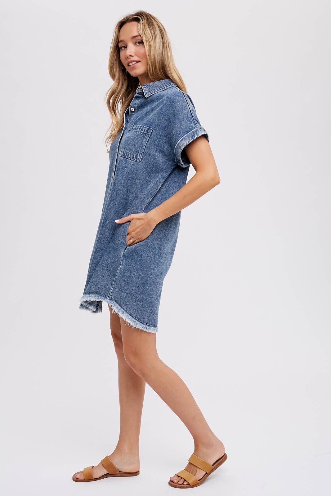 Frayed Hem Denim Dress