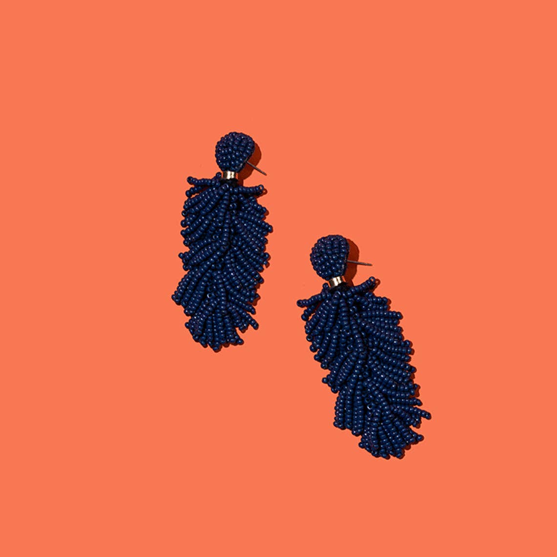 Custom Beaded Tiered Tassel Earrings | Tassel Earring: Carolina Blue