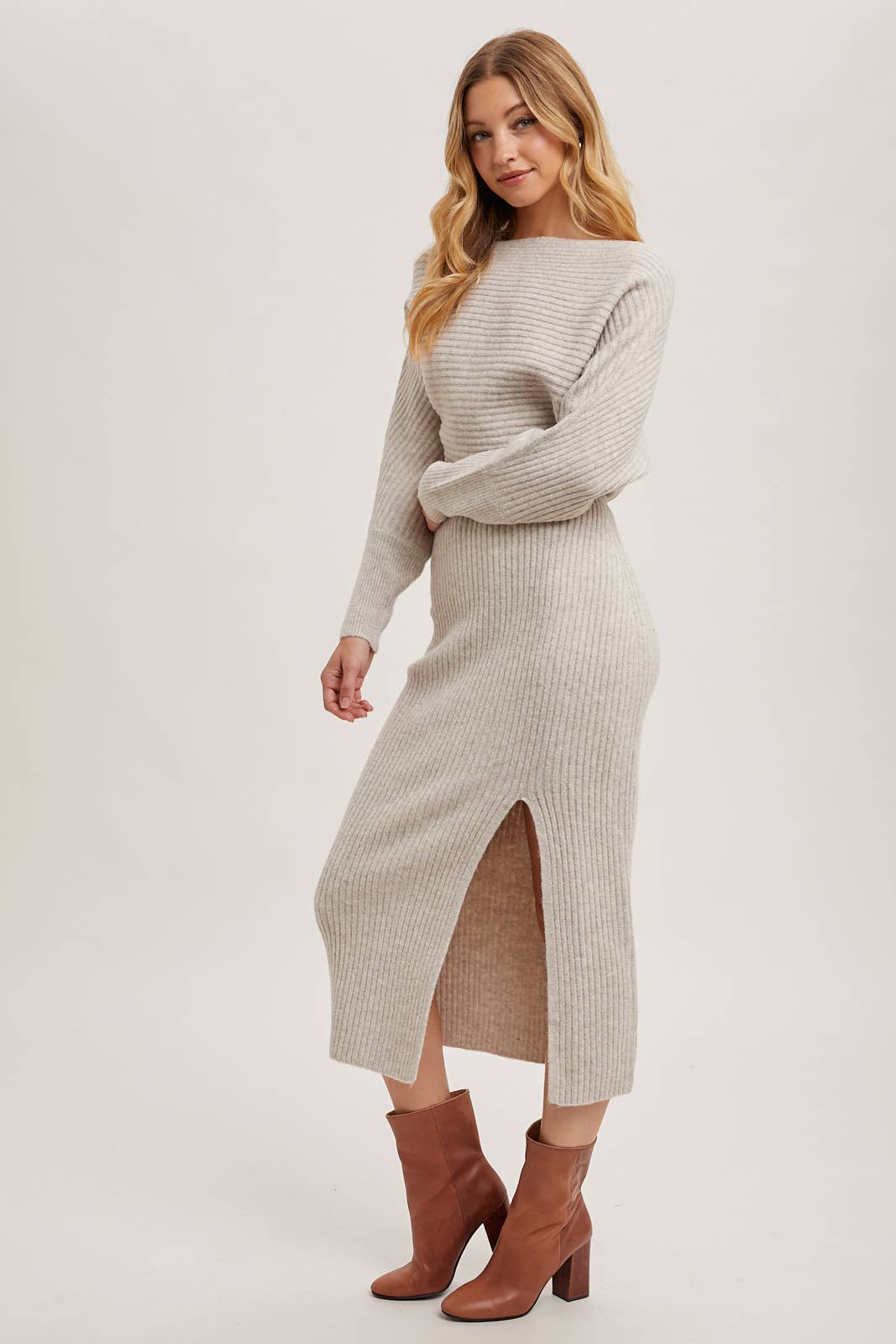 One Shoulder Slit Midi Dress