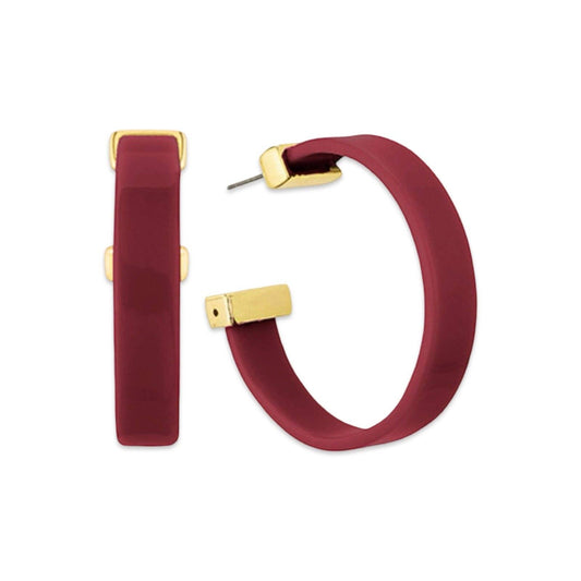 Maroon + Gold Statement Hoop Earrings| Fall Earrings