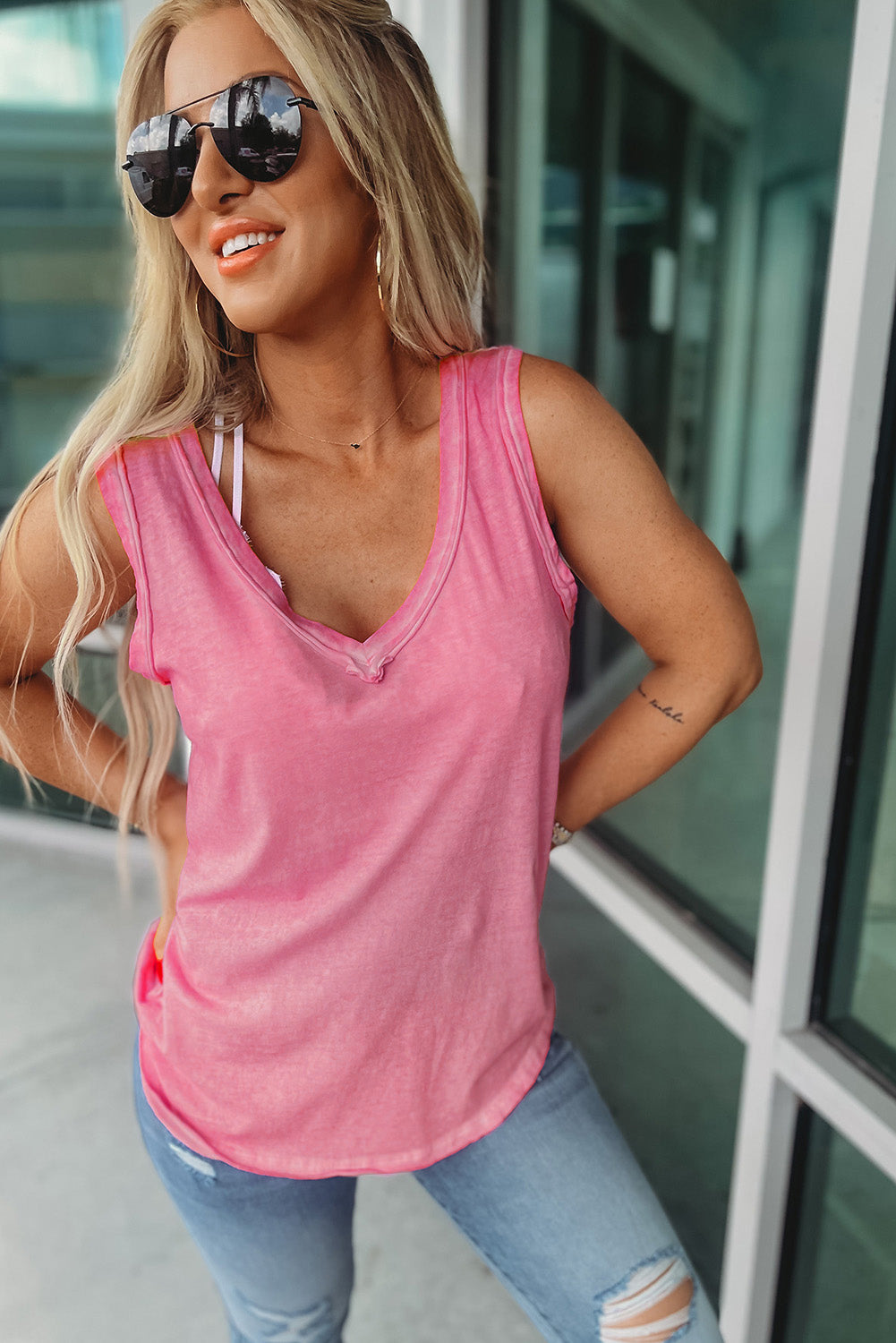 Heathered Vneck Tank