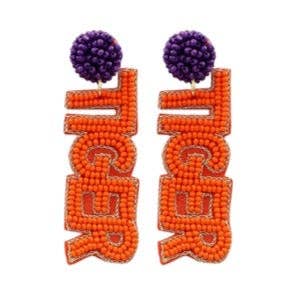 Orange Beaded Tiger Earrings