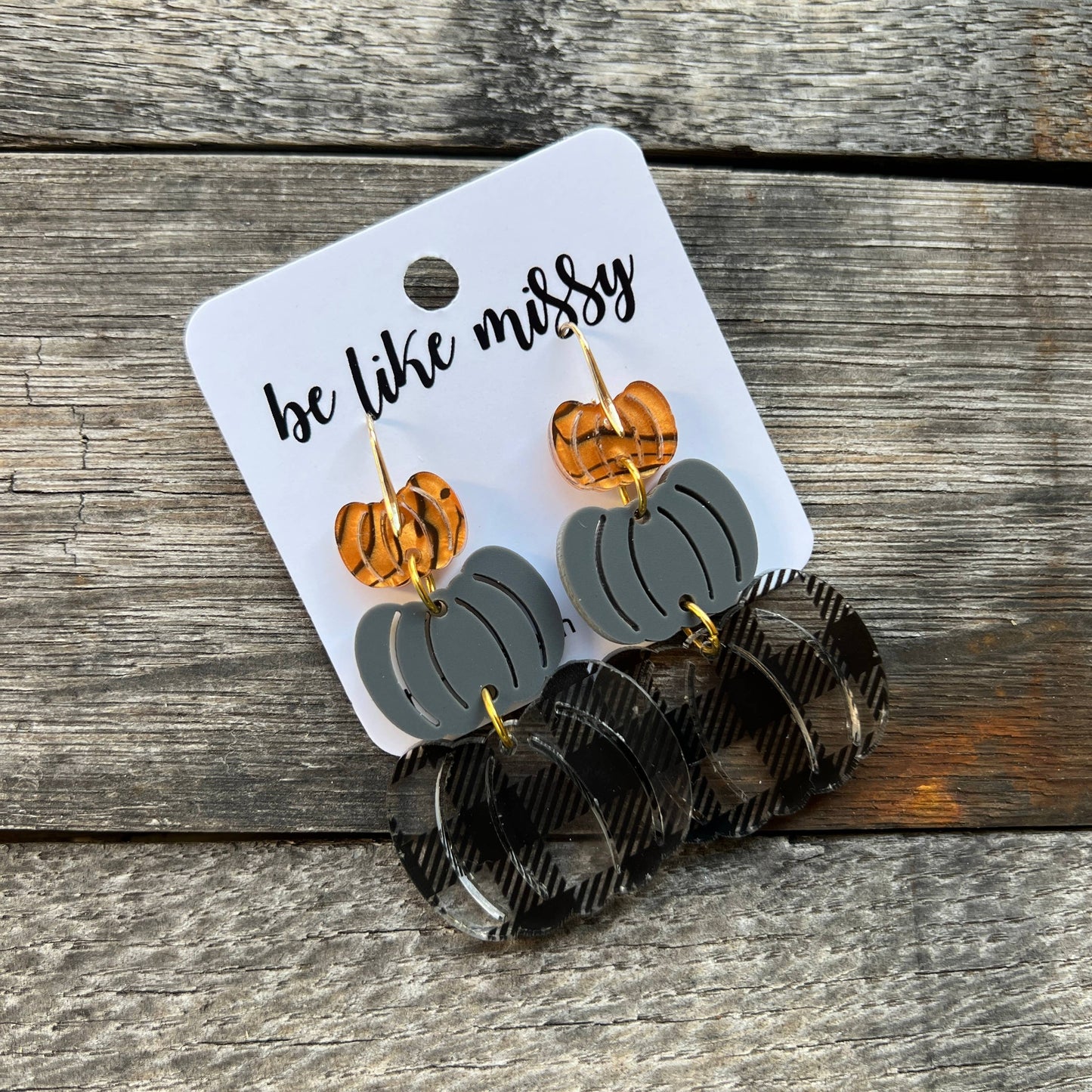 Pumpkin Stacks - Charcoal - Fall Acrylic Earrings