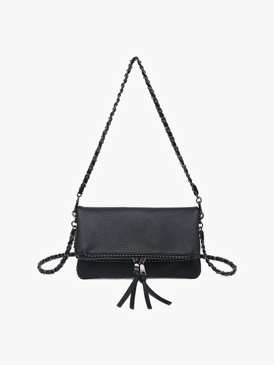 Julie Studded Crossbody w/  Strap: Black-FSB