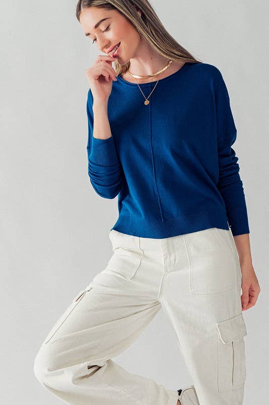 Soft knit round neck sweater