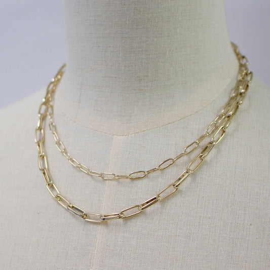 Pre-Layered Paper Clip Chain Necklace