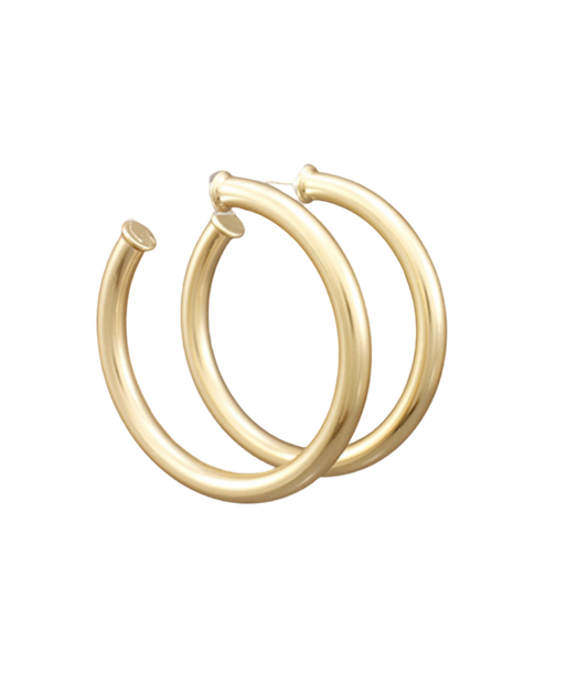 Large Everyday Brushed Gold Hoops