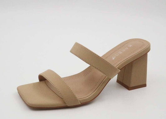 Block Heel Double Strap Slide Sandal