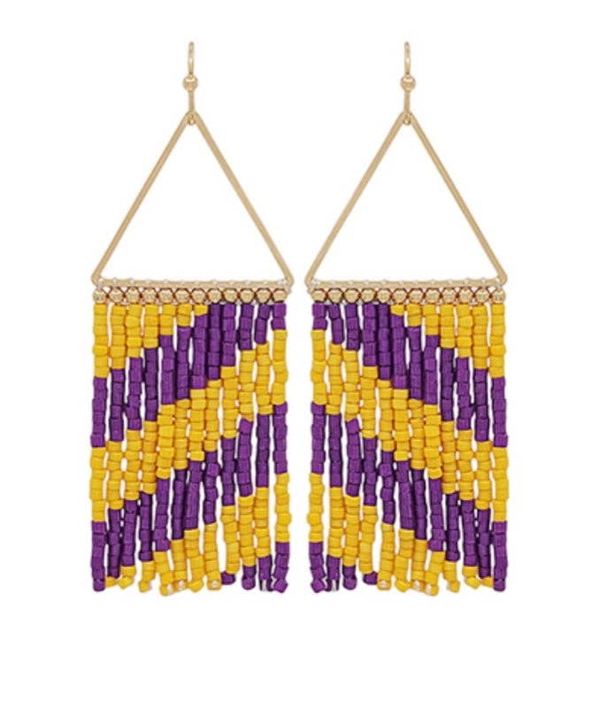 Purple/ Yellow Triangle Beaded Fringes